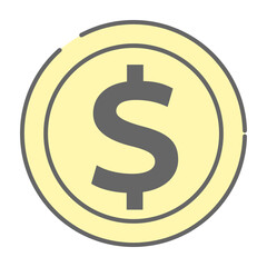 Gold dollar coin icon for finance illustration