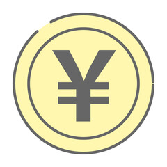Gold yen coin icon for Japanese currency