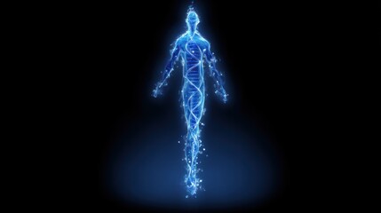 Abstract figure, glowing blue lines