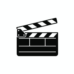 Fototapeta premium Black and White Film Clapperboard Icon simple open