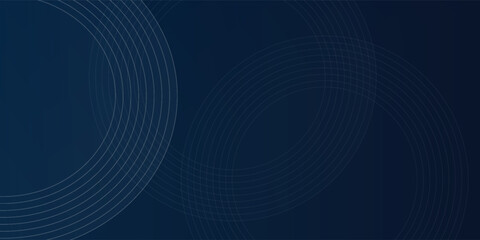 Abstract blue glowing geometric lines on dark blue background. Modern shiny blue circle lines pattern. Futuristic technology concept.