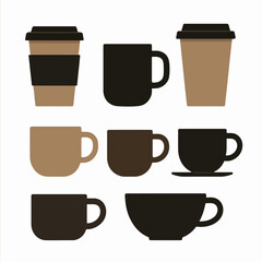 Vector Set Coffee Mug Icon on white background