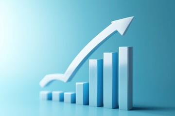 Business Growth and Financial Success: A dynamic visual representation of exponential business growth and financial success, featuring a rising arrow and bar graph, conveying a concept of progress.