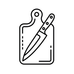 Kitchen Knife and Cutting Board Icon Line art