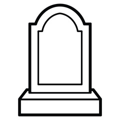 Simple Line Drawing of a Headstone black and