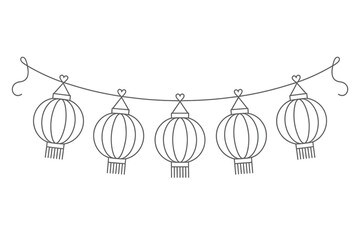 Elegant Line Art Lantern Garland Decoration Five paper