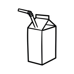 Line Drawing of Carton with Straw simple black
