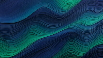 Midnight indigo to emerald green gradient with diagonal ripple waves gives a mysterious and vibrant depth