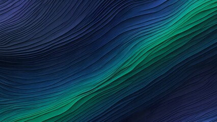 Midnight indigo to emerald green gradient with diagonal ripple waves gives a mysterious and vibrant depth