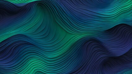 Midnight indigo to emerald green gradient with diagonal ripple waves gives a mysterious and vibrant depth