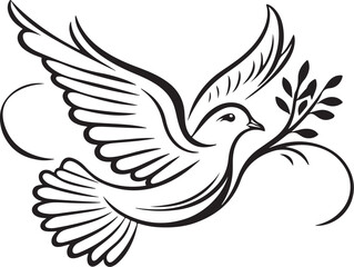 Obraz premium Peace Dove with Olive Branch - Hand Drawn Vector Illustration