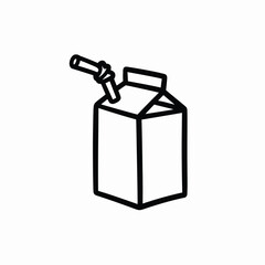 Juice Box with Straw Line Art Illustration Simple