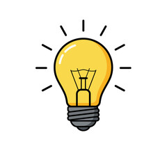 Light bulb icon in flat style. Lamp vector illustration on white background. Energy and idea sign business concept. 
