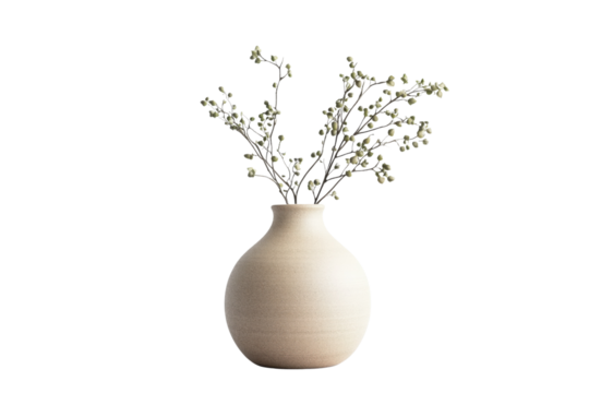A simple vase with elegant dried flowers, showcasing natural beauty and minimalistic design against a white background.