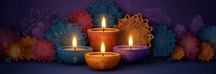 Happy Diwali light festival of India greeting banner background for Sale and Promotion advertisement in vector. High quality