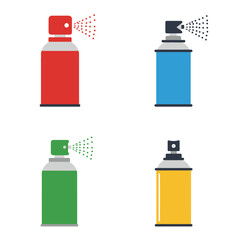 Spray can icon set collection in flat style. Aerosol bottle vector illustration Gas container sign business concept. 