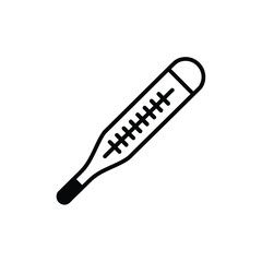 Medical Thermometer Icon Simple black line art glass