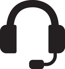 Headphone headset icon in flat style. isolated on transparent background.