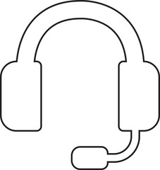 Headphone headset icon in line style. isolated on transparent background. 