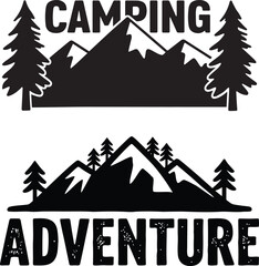Camping typography with Camping vector. Adventure, Outdoors, Mountains, Hiking. vector illustration.