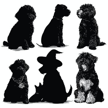 whoodle silhouette set, Black & White silhouette set