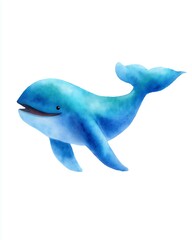 Obraz premium Adorable Watercolor Whale Illustration Ocean Animal Art