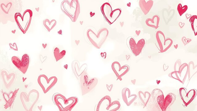 Charming background featuring hand-drawn hearts sketched with colorful pencils, creating a playful and romantic design that perfectly captures the warmth, love, and creativity of Valentine's Day - Powered by Adobe