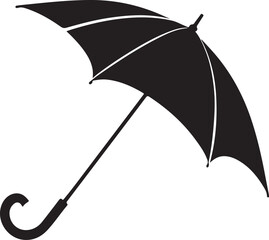 Classic Black Umbrella Silhouette - Rain Protection Vector Icon

