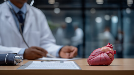 Cardiologist Examining Patient with Stethoscope in Clinic