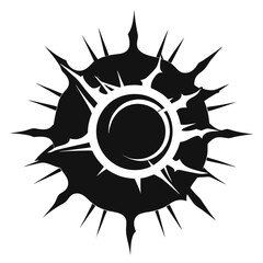Abstract black and white jagged circular shape with sharp spikes silhouette
