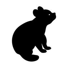 Silhouette of a Sitting Quokka Looking Up , Minimalist Animal Vector Illustration