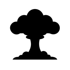 Simple Black Silhouette Nuclear Explosion Icon, Atomic Bomb Blast Vector