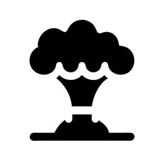 Abstract mushroom cloud explosion symbol silhouette with stylized smoke
