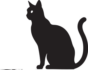 Obraz premium Elegant Black Cat Silhouette Sitting Side View Vector