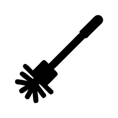 Simple black silhouette of a toilet brush on a white background