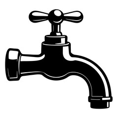 Classic water faucet with cross handle silhouette