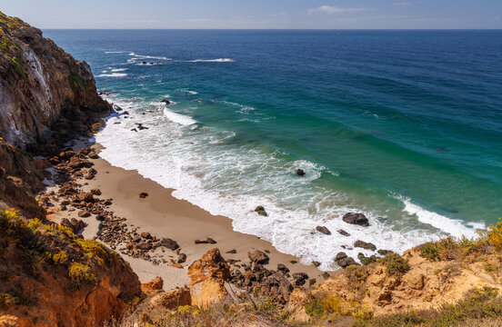 Ocean coastline in a Los Angeles with sandy beach
