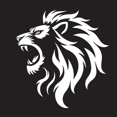 Fototapeta premium Savage Lion Head Tribal Art silhouette vector.