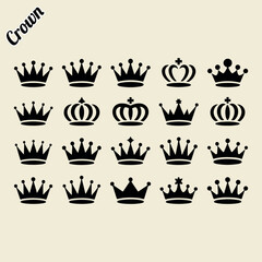 Crown. Crown black silhouette set. Crown vector. Set of crowns. Royalty icons set. Set of crowns vector illustration. Royal icon set