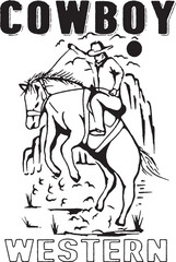 cowboy illustrator design suitable for printing on t-shirts etc.