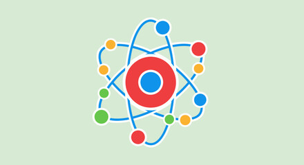 Obraz premium Atomic Structure Scientific Diagram Educational Chemistry Illustration