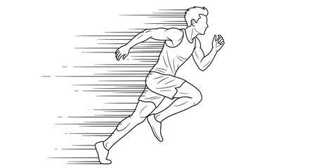 Obraz premium Black Outline Running Athlete Illustration
