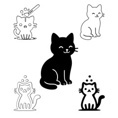 Cute Cat Silhouettes and Line Art Pack