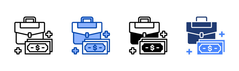 Business Income icon sheet multiple style collection