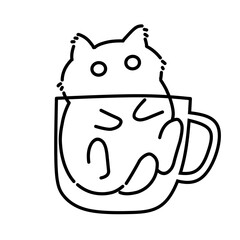 Cat cartoon coffee style illustration line art 