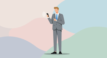 a man in a suit is using his phone