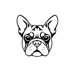 Modern French Bulldog Logo, Face Dog Illustration, Monoline Style