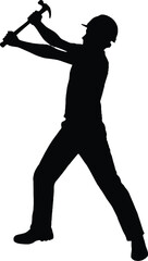 A silhouette of a person swinging a hammer vector
