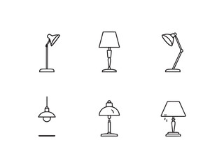stylish decorative table lamp vector line art concept