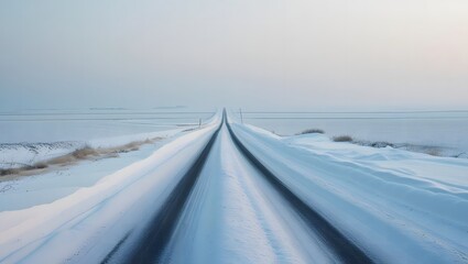 calm winter road empty path
